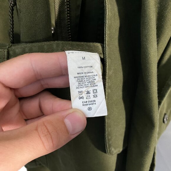 Stussy Khaki Green Mil-spec Cotton Long Parka Jacket men's size Medium - Picture 7 of 9